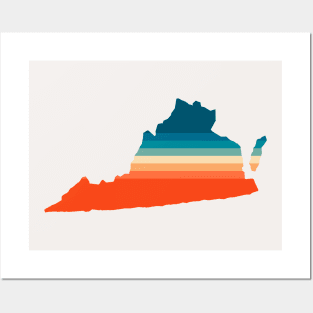 Virginia State Retro Map Posters and Art